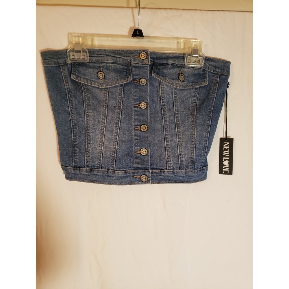 Women's New Love Strapless Tube Jean Top Size M